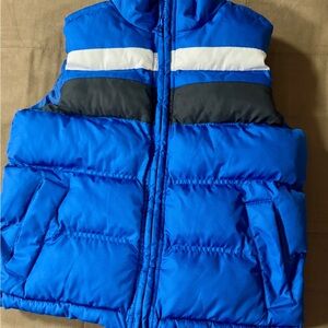 Crazy 8 Blue Puffy Vest with High Collar and Full-Length Zipper